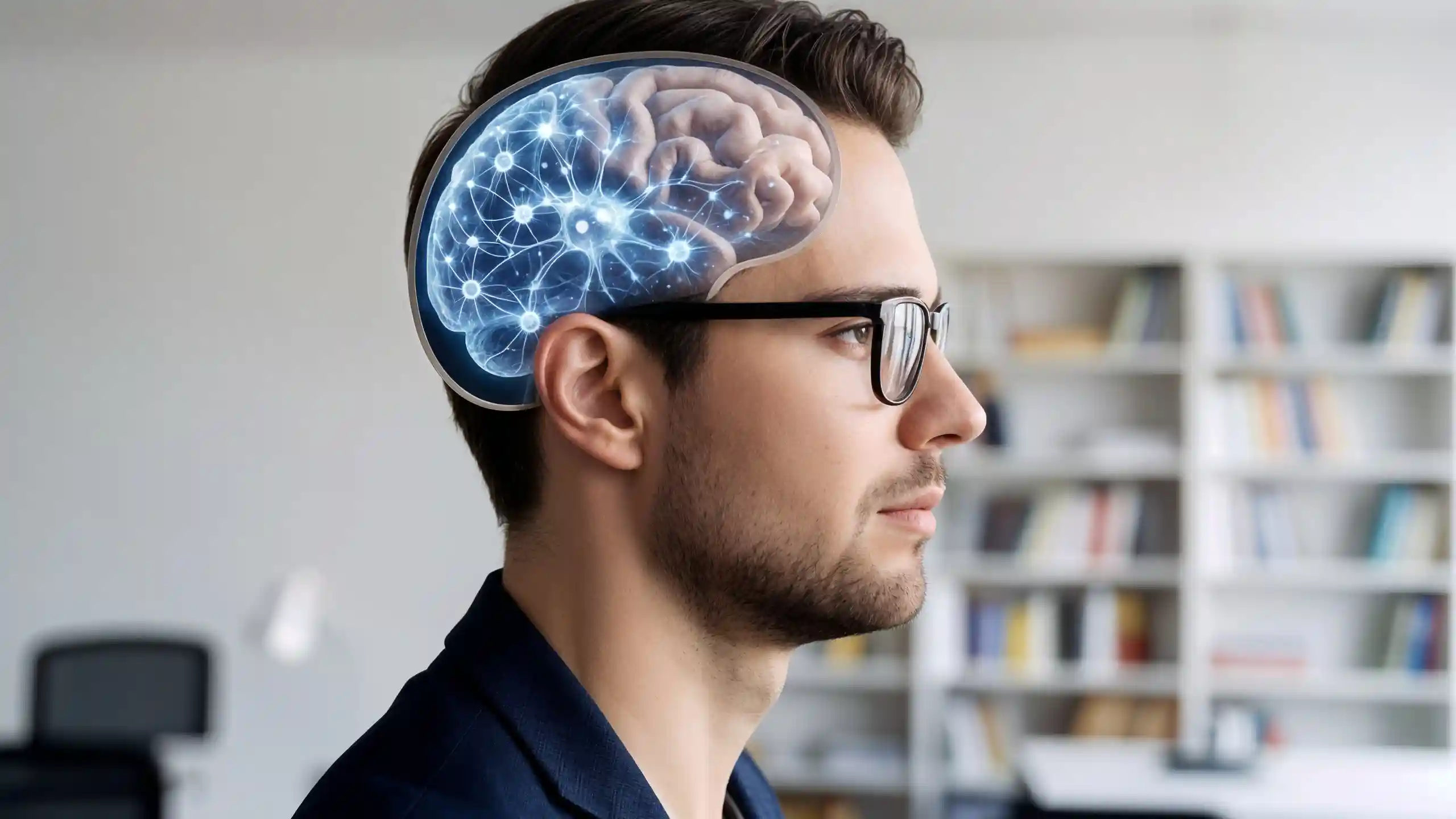 Abstract visualization of neural connectivity patterns contrasted with AI tool reliance, representing cognitive engagement in knowledge work